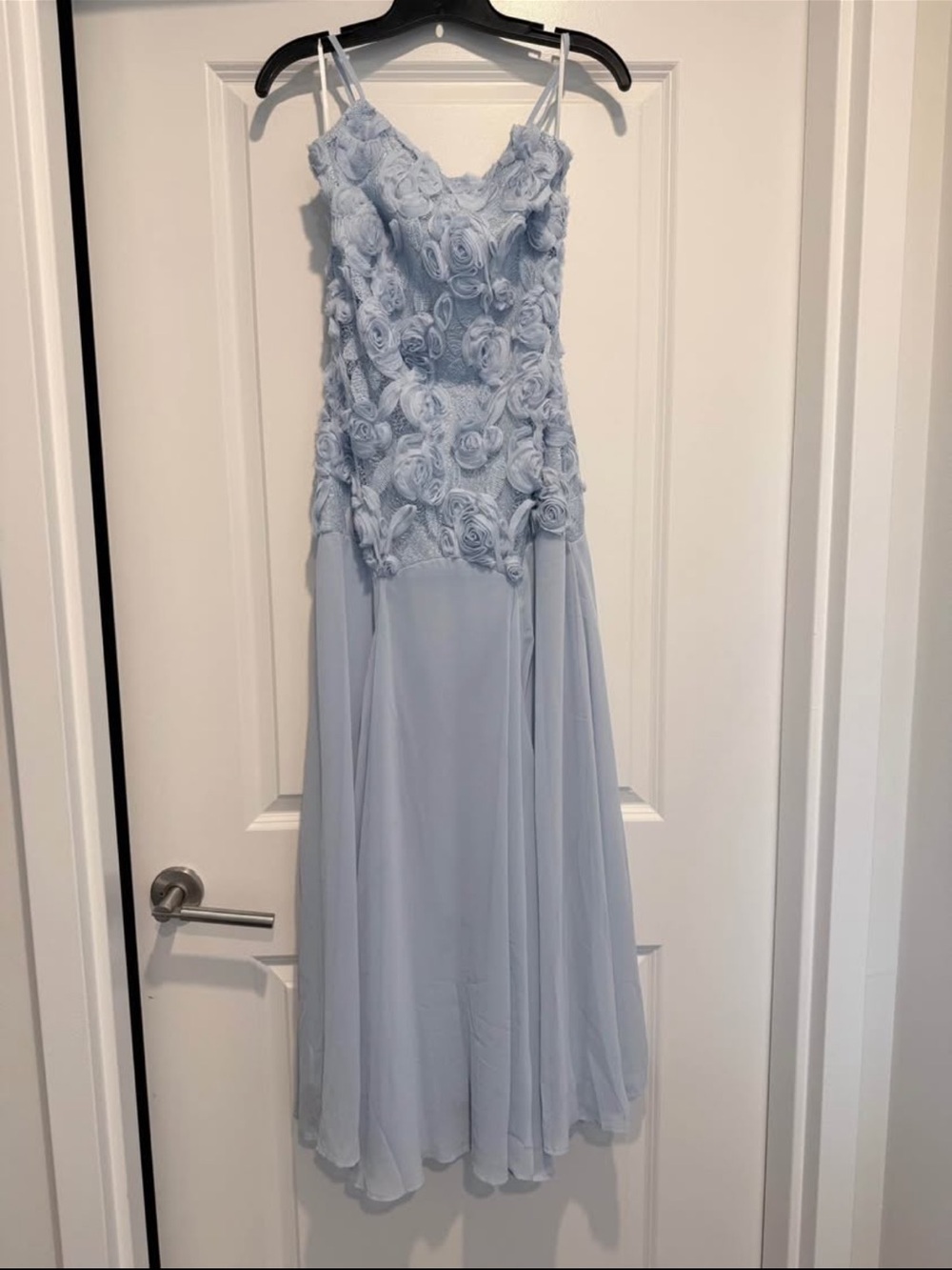 ASOS Light Blue Floral Drop Waist Appliqué Spaghetti Strap Dress